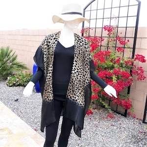 Leopard Print Bikini Cover-up - Beach Kimono - Swimsuit Coverup - Summer Cape - One Size Fits Most.