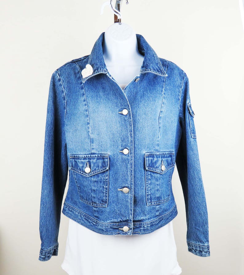 Retro Look. Recycled OOAK Biker Jean Jacket Boho Jeans Upcycled Denim Jacket with Lace Skull