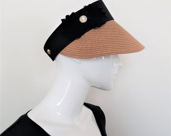 Sun Visor Hat | Wide Brim Summer Straw Crownless Cap | Beach Visor with Adjustable Size | Golf Visor Hat | Tennis Sun Visor.
