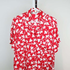 Anne Klein II Red Silk Blouse - Ladies Vintage Designer Silk Top, Button Down Blouse, Classic Style.
