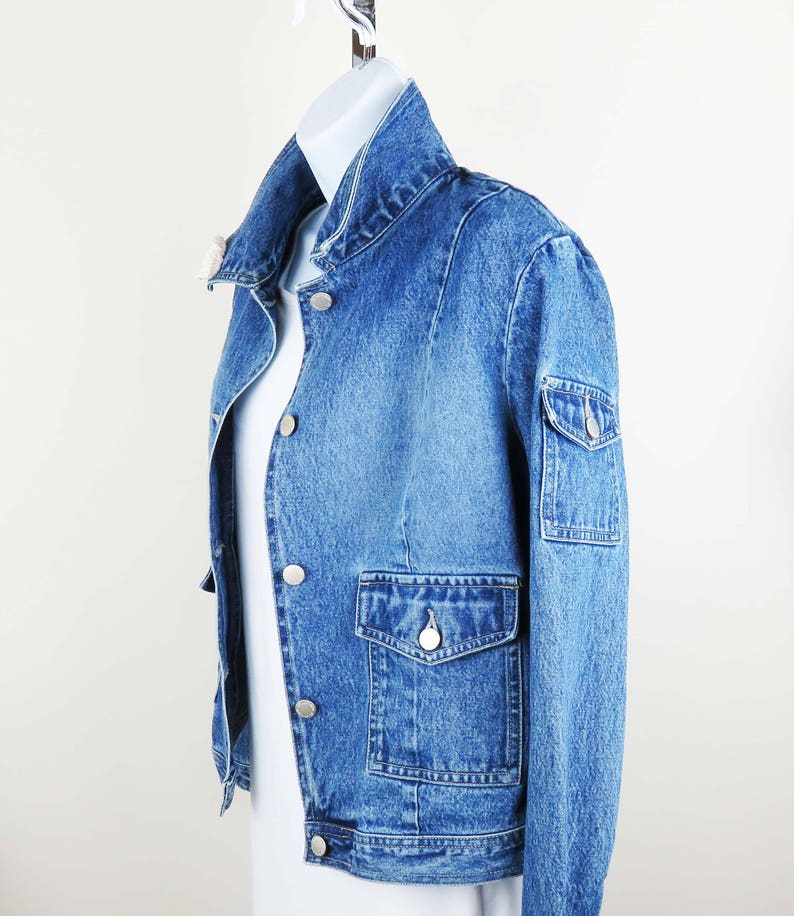 Retro Look. Recycled OOAK Biker Jean Jacket Boho Jeans Upcycled Denim Jacket with Lace Skull