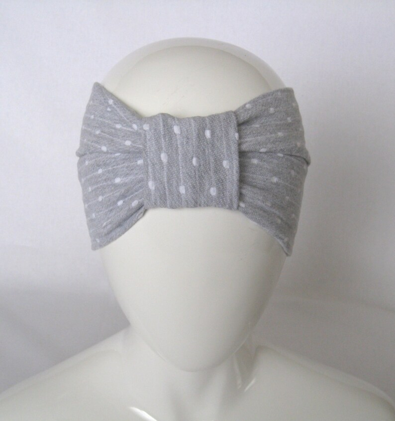 Wide Gray Turban Headband Stretch French Terry Cloth Etsy