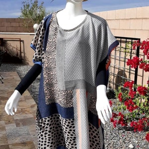 Caftan Style Tunic Top - Boho Summer Poncho - Beach Swimsuit Cover Up - one size (small/medium to plus size)