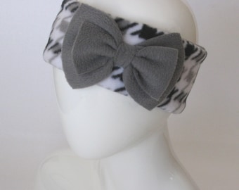 Fleece Headband with Bow – Winter Headband - Ear Warmer – Head Wrap