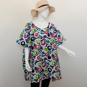 Cotton Summer Tunic - Caftan Style Tunic - Poncho Style Top -  Beach Cover Up - one-of-a-kind - one size (small/medium to plus size)