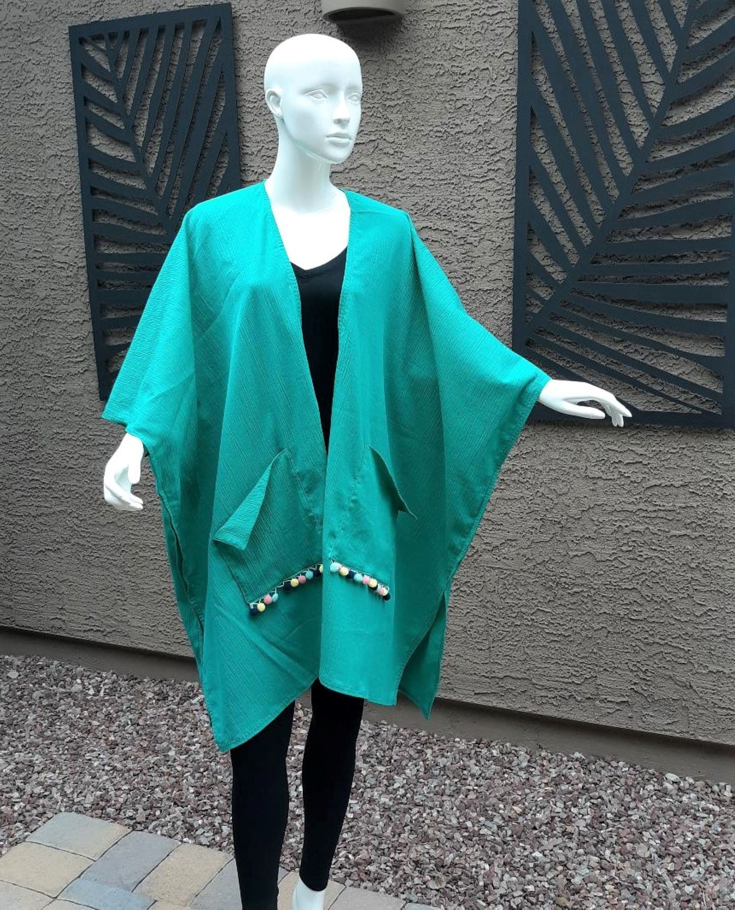 Cotton Gauze Swimsuit Coverup With Pom 