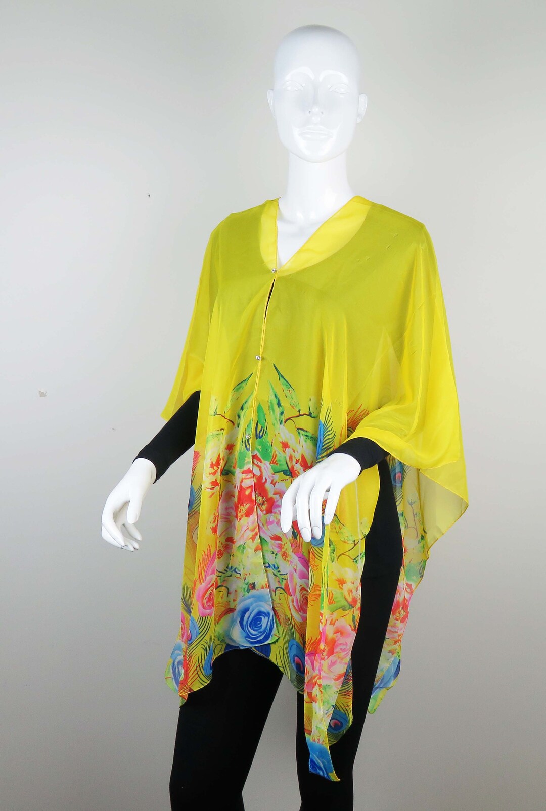 Sheer Tunic Poncho Yellow Cover Up. Etsy