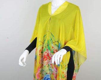 Sheer Tunic Poncho - Yellow Cover Up.