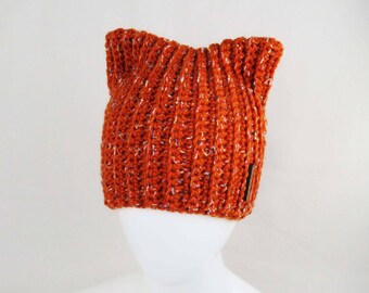 Cat Ears Beanie - Crochet Cat Hat, Kitty Hat, Cat Lover Gift, Handmade Hat - ready to ship.