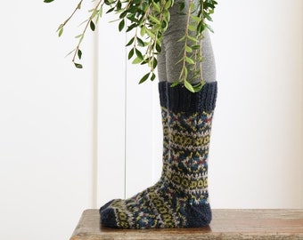 Hand Knitted Fair Isle Wool Socks - Fair Trade - Nordic Style Wool Socks - 100% Wool