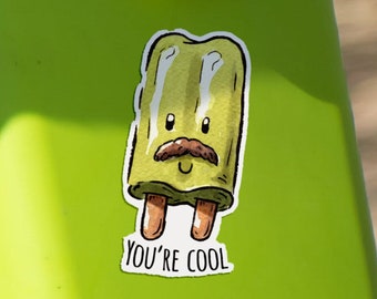 Punny Popsicle Sticker "You're Cool" - Punny Sticker for Phone, Notebook, Journal, Water Bottle, Travel Mug, Plant Pots, Laptop, Stationary