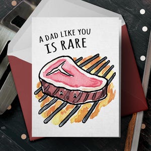 Lustige Steak Vatertagskarte 'Dad like you is Rare' - Vatertagsgeschenk, Karte für Ihn, Karte für Mann, Papa Geburtstagskarte, Dankeskarte