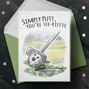 Carte de fête des pères de golf drôle « Simply Putt » - cadeau de fête des pères, carte pour lui, carte pour mari, carte d'anniversaire pour papa, carte de remerciement, carte de golf