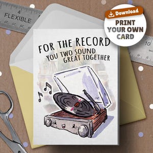 Printable Cute Music Wedding Card - Engagement Card, Wedding Pun card, Music Card, Congratulations Card, Funny, Punny, Pun