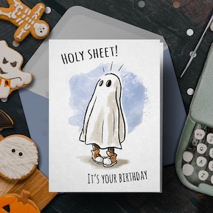 Carte d'horreur drôle « Drap sacré ! -Carte d'anniversaire pour un ami, carte d'anniversaire fantasmagorique pour lui elle, carte coquine pour papa blague, film d'horreur