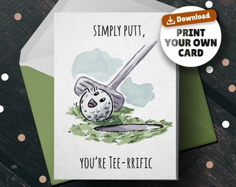 Printable Funny Dad Card, Downloadable Fathers Day Card, Last Minute Fathers Day Gift, Instant Download, Dad Joke Card, Golf Card for Dad