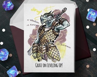 D&D Birthday Card "Gratz" - Dungeons and Dragons Card, Critical Role DnD Gift, Video Game Birthday Card, Boyfriend Birthday Gift, Dnd Decor