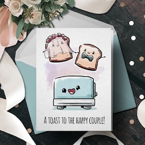 Carte de mariage drôle - carte d'anniversaire de couple, carte de mariage gay pour amis, carte de félicitations pour fiançailles, jeu de mots de mariage, pain grillé