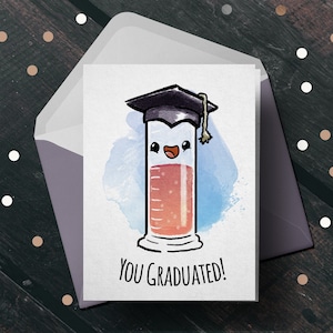 Carte de remise des diplômes amusante - carte de l'amitié, carte scolaire mignonne, carte de petit garçon, jeux de mots scientifiques, ingénieur, chimiste, carte doctorat drôle