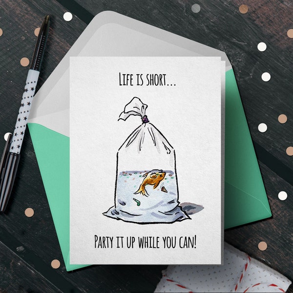 Funny Dark Birthday Card "Life is Short" - Morbid Birthday Card for Friend for Him or Her, Birthday Gift for Dad, Dad Joke Card, Dark Humor