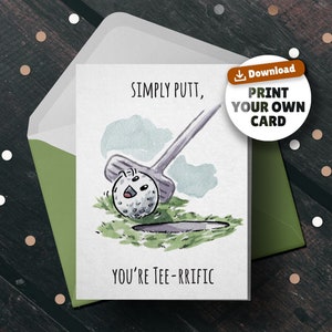 Tarjeta de papá divertida imprimible, tarjeta descargable del Día del Padre, regalo del Día del Padre de último minuto, descarga instantánea, tarjeta de broma de papá, tarjeta de golf para papá