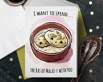 Cute Indian Love Card "Ras of Malai-f" - Cute Wholesome Wedding Valentines Card for Friends, Funny Anniversary Card for Wife, Hindi Card