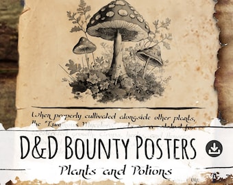 D&D Bounty Poster "Potions and Plants" (Editable PDF) - Dungeons and Dragons Props, DnD Art, Plant Art, Downloadable Digital Working File