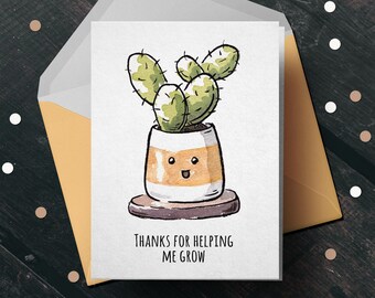 Funny Thank You Card for Plant Lover - Friendship Card, Punny Card, Thinking of you, Succulent Card, Plant Lover Card, Mental Health Card