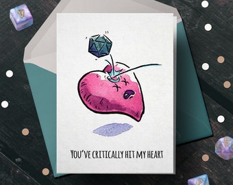 D&D Valentines Card - Funny Love Greeting Card, Gamer Card, Cute Love Card, Cute Valentine Card, Nerdy Gift, Dungeons and Dragons Card