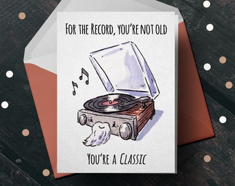 Funny Dad Birthday Card "You're a Classic" - Card for Father Dad Pops Father-in-Law, Funny Pun Greeting Card, Music Dad Joke