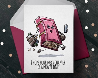Miss you Card "Next Chapter" - Graduation Card Gift, Moving Card Gift,  Retirement Card Gift, Card for Coworker, New Job Card, Goodbye Card