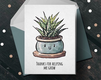Funny Succulent Mothers Day Plant Card - Mothers Day Gift, Card for Her, Cute Mothers Day Card, Plant Mom Card, Thank You Card, Punny Card