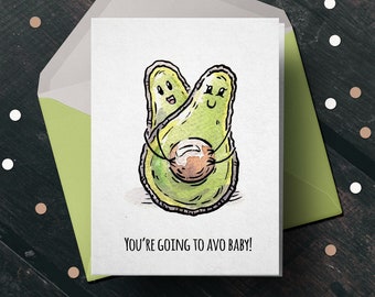 Funny Baby Card "Going to Avo Baby!" - - Baby Shower Card, Mom to be Card, Dad to be Card, New Baby Card, Expecting Card, New Parents Card