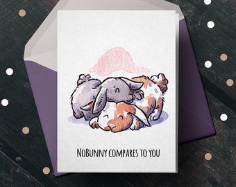 Nobunny Compares to You - Card for Couples, Engagement, Bunny Card, Animal Card, Funny Card, Love, Punny, Pun, Cute, Valentine's Day Card