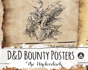 D&D Bounty Poster "The Underdark" (Editable PDF) - Dungeons and Dragons Props, DnD Art, Monster Art, Downloadable Digital Working File