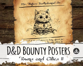 D&D Bounty Poster "Towns and Cities II" (Editable PDF) - Dungeons and Dragons Props, DnD Art, Monster Art, Downloadable Digital Working File