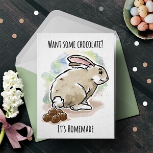 Carte de Pâques drôle « C'est fait maison » - Joyeuses Pâques en chocolat, carte de jeu de mots de Pâques drôle, carte drôle, joyeuses Pâques, carte de blague de lapin oeuf de Pâques