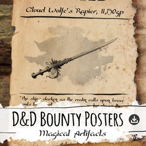 Cartazes de D&D "Artefatos Mágicos" (PDF editável) - Adereços de Dungeons and Dragons, Arte DnD, Arte de Item Mágico, Arquivo de Trabalho Digital para Download