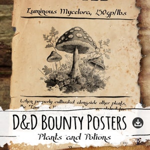 Pôster de Caçada de D&D &quot;Poções e Plantas&quot; (PDF editável) - Adereços de Dungeons and Dragons, Arte de D&D, Arte de Plantas, Arquivo de Trabalho Digital para Download