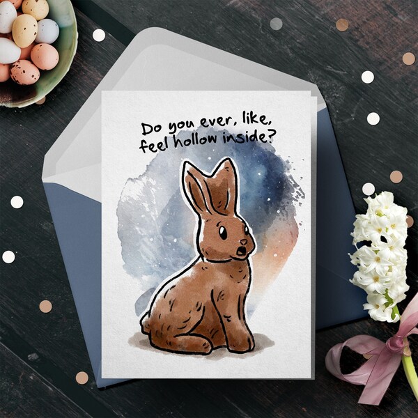 Funny Easter Card "Empty Inside" - Happy Easter Funny Easter Pun Card, Funny Card, Happy Easter, Existential Philosophy Funny Joke Card