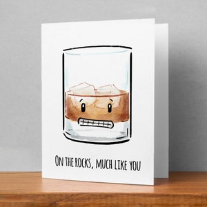 Funny Whiskey Fathers Day Card on the Rocks Fathers Day Gift, Card for ...