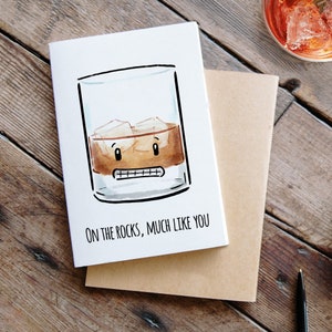Funny Whiskey Fathers Day Card on the Rocks Fathers Day Gift, Card for ...