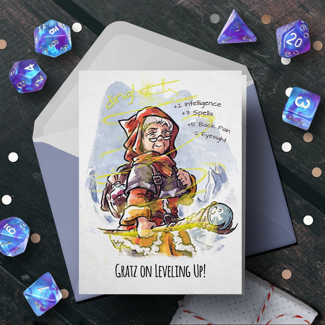 D&amp;D Birthday Card "gratz" - Dungeons and Dragons Card, Critical Role ...