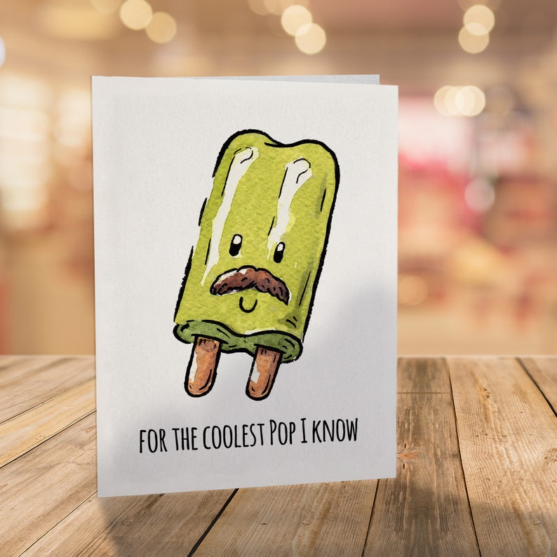 For the Coolest Pop Greeting Card for Father's Day, Dad, Pop, Dad's Day, Father Day, Ice Cream, Funny, Punny, Pun, Cute image 2