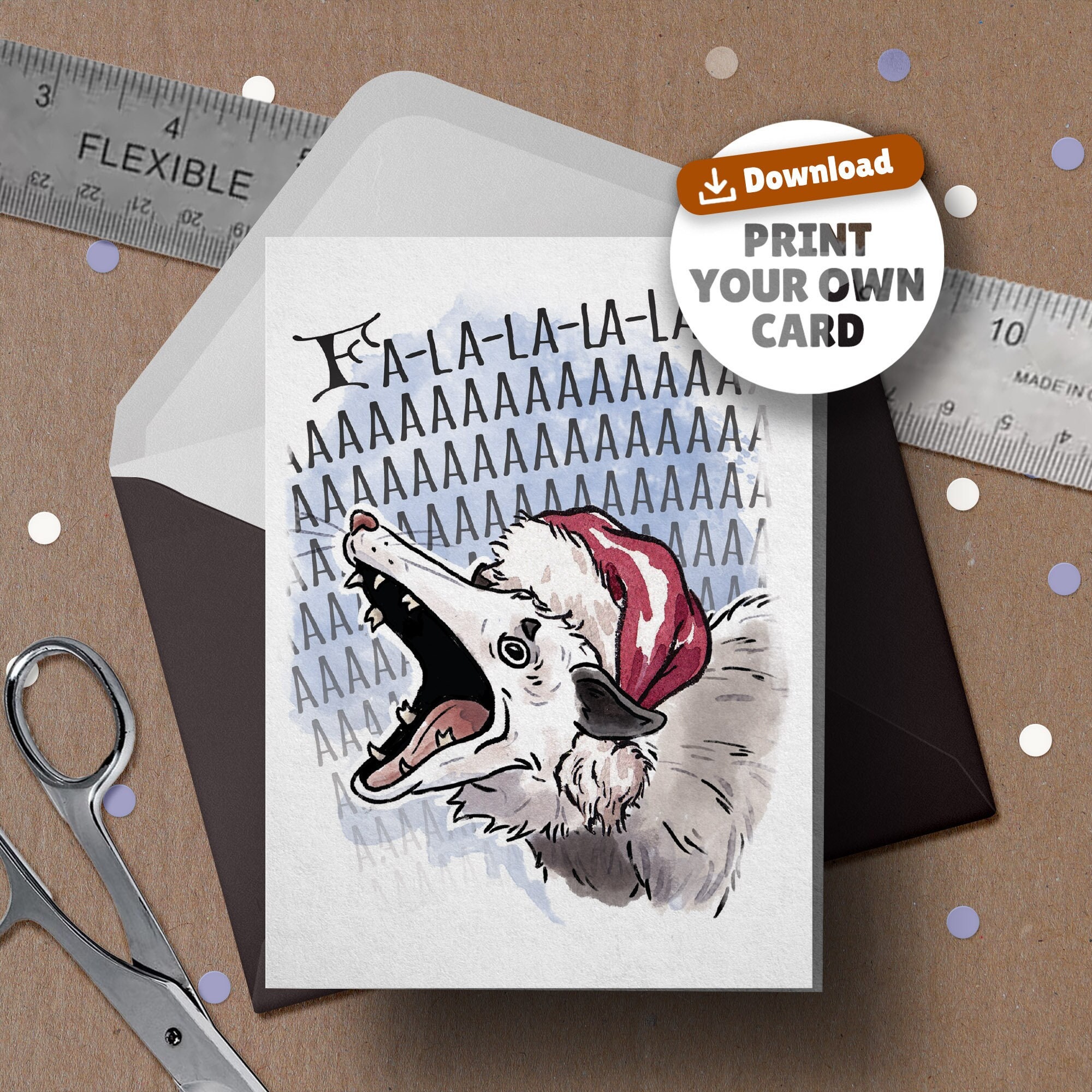 funny-possum-christmas-card-fa-la-la-l-aaa-download-cute-holiday-card-for-friend-meme-christmas-gift-for-raccoon-card-for-girlfriend-etsy