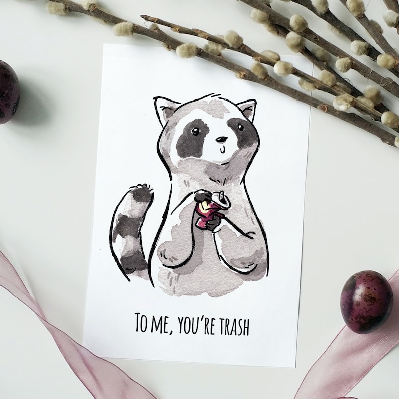 Funny Birthday Card You're Trash Birthday Card for Friend, Birthday Card for Him or Her, Toronto Card, Raccoon Card for Dad or Boyfriend image 3