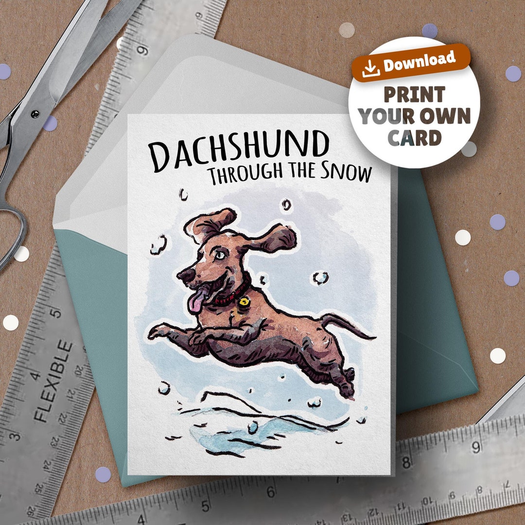 Funny Dachshund Christmas Card (DOWNLOAD) - Wiener Dog Card Holiday ...