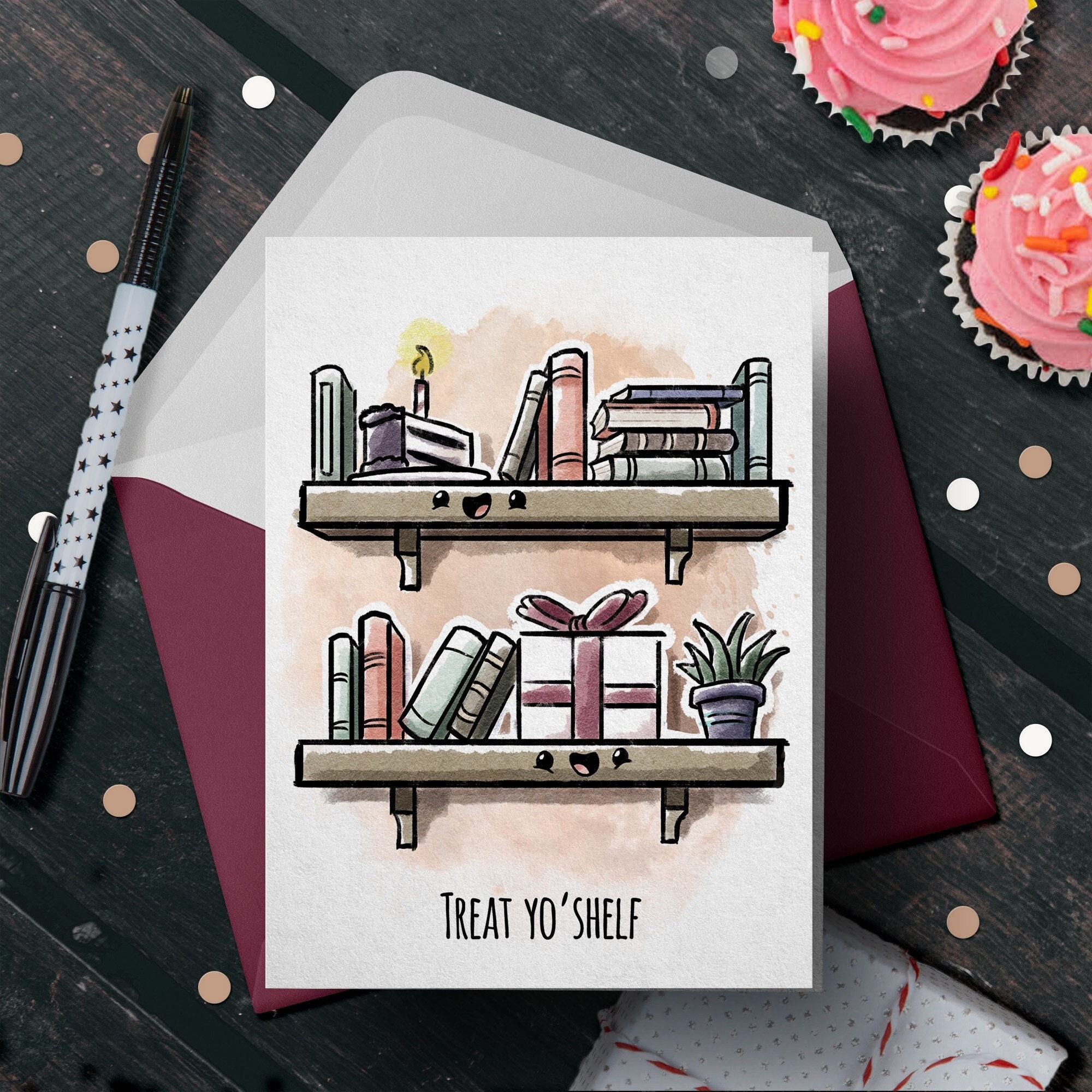 Book Birthday Card, Birthday Card for Book Worm, Book Lover Birthday Card,  Librarian Birthday Card, Author Birthday Card, Book Themed Card 
