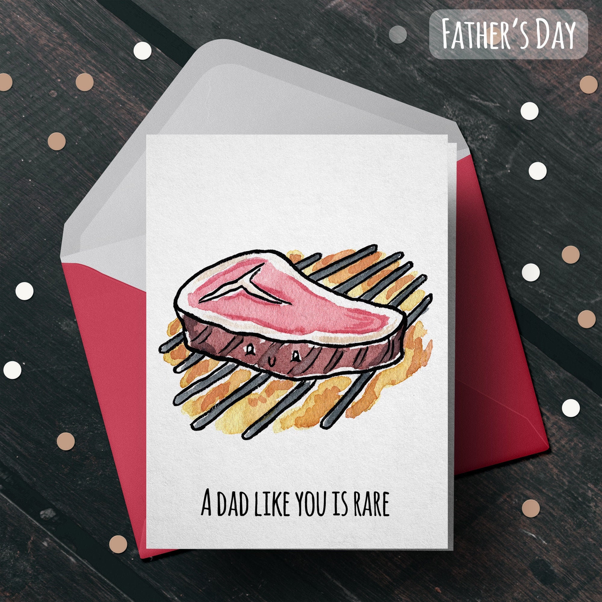 Funny Steak Fathers Day Card 'Dad like you is Rare Etsy