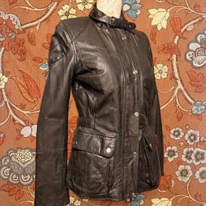 Vintage lakeland gorpcore leather jacket buckles, zipper and pockets biker style outdoors retro biker uk10